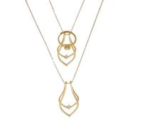 Hobbspring Collier Porte-Bagues Pendentif de Mariage Doré Collier Vintage Collier de Fiançailles Pendentif en Forme de Larme en Acier Titane avec Boîte Cadeau pour Femme Femme