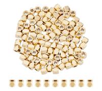 Hobbspring Environ 100 pièce de Perles D'Espacement Plaquées Or 24 carats Véritables Perles D'Espacement à Facettes de 2mm Petites Perles en Laiton Perles en Métal Cubiques Petits Trous Perles en Vrac