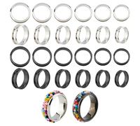 Hobbspring Lot de 12 bagues rondes en acier inoxydable - 2 couleurs - 17-22 mm - 8 mm de large - Ébauches nervurées pour insert en résine - Fabrication de bijoux faits à la main