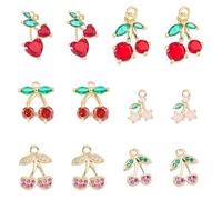 Hobbspring Lot de 12 pendentifs en strass - 6 styles - Plaqué or - Zircon cubique - Pour collier, boucles d'oreilles, bracelets, fabrication de bijoux, bricolage, Laiton + zircone