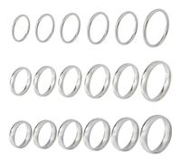 Hobbspring Lot de 18 bagues rondes en acier inoxydable de 17 à 21 mm - 2/4/6 mm de large - Noyau strié - Pour incrustation de résine - Fabrication de bijoux faits à la main