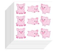 Hobbspring Lot de 180 autocollants décoratifs en papier imperméable - Motif cochon rose - 90 x 90 mm - Pour scrapbooking, calendrier, journal, bricolage, fête, sac cadeau