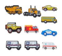 Hobbspring Lot de 20 perles de combustion en silicone pour voiture, 10 styles, perles en silicone pour voiture, cartoon, ambulance, voiture de police, perles d'espacement en silicone pour porte-clés,