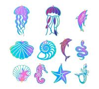 Hobbspring Lot de 22 breloques animaux marins en filigrane - Attrape-soleil - En acier inoxydable - Breloques en métal - Tortue de mer - Multicolores - Pour la fabrication de bijoux - Boucles