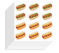 Hobbspring Lot de 240 autocollants décoratifs en papier 90 x 90 mm - Motif hot dog - Imperméables - Décoratifs - Pour scrapbooking, calendrier, journal, bricolage, fête, cadeau