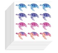 Hobbspring Lot de 240 autocollants tortues 90 x 90 mm en papier autocollant décoratif imperméable pour l'été tortue de mer planificateur pour cadeau, calendrier, journal, bricolage, décoration