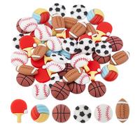 Hobbspring Lot de 72 pendentifs en résine avec dos plat - Différents mignons - Mini 3D - Perles de sport - Pour téléphone portable, scrapbooking, boîte à photos, décorations - Barrettes à cheveux pour