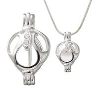 Hobbspring Pendentif en forme de cage de perles en argent sterling platine cristal porte-collier à ouvrir cage à perles pendentif bricolage pour la fabrication de colliers à faire soi-même