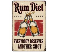 Hobbspring Plaque en métal avec inscription « Beers Rum » - Décoration murale vintage pour pubs, cuisine, café, rouge - Décoration murale « Everybody Deserves Another Shot » - 20 x 30 cm