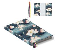 Hobbspring Protège-livre pour couverture rigide, 32 x 22 cm, motif lotus, protection de livre réglable, avec marque-page, pour livre roman, carnet de notes, bible, amateurs de livres, cadeau de retour