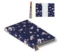 Hobbspring Protège-livres pour livres reliés 32x22cm Fleurs de cerisier Protection de livre Housse de livre réglable avec marque-page Couverture de livre de poche bleue pour cahiers Cadeau pour la
