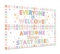 Hobbspring Sun Welcome Bannière Poster Macaron Couleurs Tableau Drôle et Décoration Murale pour Enseignant Tout le monde Est Bienvenu Poster éducatif Salle de classe Jardin d'enfants