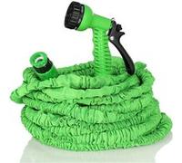 Tuyaux d'arrosage extensible rétractable 15m avec Pistolet 7 fonctions Vert