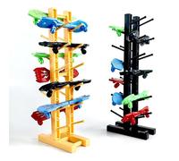 Hobby Fans Mini présentoir à doigts pour skateboard, 12 emplacements, support de rangement pour mini jouets, football, vélo, skateboard (noir et jaune)