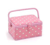 Hobby Gift Boîte à Couture Moyen, Pois Rose, 26 x 19 x 14,5cm
