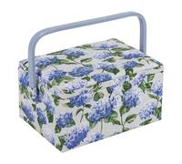 Hobby Gift Exclusive, Boîte à couture moyenne, Boîte de rangement pour travaux manuels, Plateau à accessoires, Coussin à épingles, Poignée en PVC 18,5 x 25,5 x 14,5 cm, hortensia