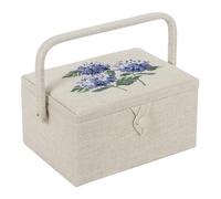 Hobby Gift Exclusif Medium Couture Craft Hobby Boîte de Rangement, Plateau d'accessoires, Coussin à épingles, Poche, Poignée en PVC Couvercle brodé 18,5 x 25,5 x 14,5 cm, Hydrangea
