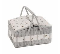 Hobby Gift Boîte de rangement à double couvercle en imitation osier pour couture, Abeille