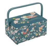 Hobby Gift Boîte à couture moyenne motif volière d’oiseaux appliqué Vert 17,8×24,5×14,5 cm