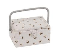 Hobby Gift Boîte de rangement de couture moyenne en bois/tissu, Abeille