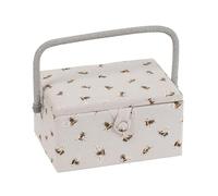 Hobby Gift Boîte de rangement de couture moyenne en bois et tissu Abeille