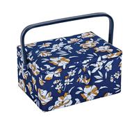 Hobby Gift Boîte couture 'Automne' Motif floral 18,5x25,5x14,5 cm Bleu marine