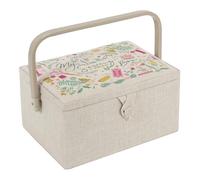 Hobby Gift Boîte de rangement exclusive pour loisirs créatifs et couture, plateau pour accessoires, pochette pour coussin à épingles, poignée en PVC, couvercle brodé, 18,5 x 25,5 x 14,5 cm, My Sewing