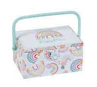Hobby Gift Boîte de rangement pour artisanat de couture brodée exclusive de taille moyenne, Arc-en-ciel brodé