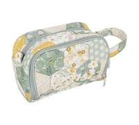 Hobby Gift Étui à Crochet - Tissu en Coton Patchwork Bee avec Boucles élastiques, poignée Courte, œillet pour Fil, Rangement Compact pour Crochets, Fils et projets de Crochet 10x20x3cm