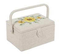 Hobby Gift Exclusif Medium Couture Craft Hobby Boîte de Rangement, Plateau d'accessoires, Coussin à épingles, Poche, Poignée en PVC Couvercle brodé 18,5 x 25,5 x 14,5 cm, Eucalyptus