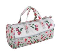 Hobby Gift Grand sac de rangement pour laine - Compartiment zippé pour aiguilles à tricoter jusqu'à 40 cm, crochets et accessoires, fraises naturelles, 16,5 x 45 x 19,5 cm