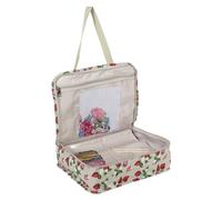 Hobby Gift Project Case - Couture Artisanat Tricot Sac de Rangement pour Cours et Voyages, 3 Inserts en Plastique pour Accessoires et Organisation - 100% Coton 34 x 28 x 12 cm - Fraises