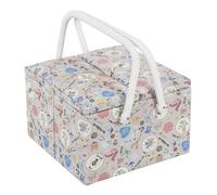 Hobby Gift Grande Boîte à Couture à Double Couvercle avec Poignée, Panier de Rangement Couture en Coton avec Compartiments pour Outils et Accessoires, 25 x 25 x 17 cm, Haby Notions