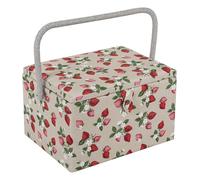 Hobby Gift Exclusif Grande boîte à couture pour passe-temps de couture, plateau pour accessoires, poche pour coussin à épingles, poignée en PVC 23,5 x 31 x 20 cm, fraises