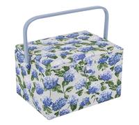 Hobby Gift Exclusif Grande boîte à couture pour passe-temps de couture, plateau pour accessoires, poche pour coussin à épingles, poignée en PVC 23,5 x 31 x 20 cm, hortensia