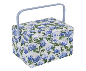 Hobby Gift Grande Boîte à Couture avec Poignée, Panier de Rangement Couture en Coton avec Compartiments pour Outils et Accessoires, Boîte Loisirs Créatifs, 23,5 x 31 x 20 cm, Hortensia