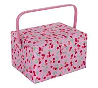 Hobby Gift Grande boîte à couture pour passe-temps de couture, plateau pour accessoires, poche pour coussin à épingles, poignée en PVC 23,5 x 31 x 20 cm, Cherise