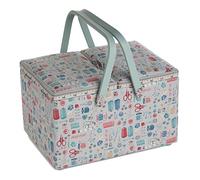Hobby Gift Grande boîte de rangement à double couvercle avec double poignée pour la couture et l'artisanat, Coudre dans le temps