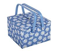 Hobby Gift Grande boîte de rangement pour loisirs créatifs, couture, double couvercle, carré, marguerites en denim