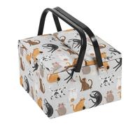 Hobby Gift - Boîte de rangement pour couture - double couvercle 25 x 25 x 17 cm - motif chats