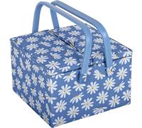 Hobby Gift Large Sewing Craft Hobby Storage Box, Twin Lid, Square, Denim Daisies