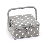 Hobby Gift Petite boîte de rangement pour couture artisanale, Gris Polka