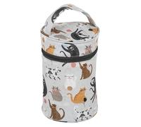 Hobby Gift Porte-laine - Sac à tricoter, rangement du fil, organisation du crochet et des aiguilles à tricoter, porte-fil, PVC mat, (d/l/h) 14 x 14 x 22 cm - Chats