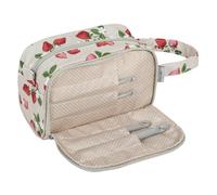 Hobby Gift Sac à crochet exclusif 100% coton doux, étui à crochet zippé, œillet de fil, porte-fil, sac à crochet, poignée en coton, 21 x 24 x 10 cm - Fraises