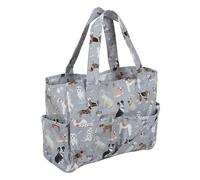 Hobby Gift Sac de Tricot Moyen avec Compartiments, Sac Crochet Organiseur pour Point de Croix, Laine, Broderie et Loisirs Créatifs, Sac de Voyage pour Projets Créatifs, 13 x 34,5 x 29 cm, Chiens Gris