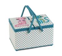Hobby Gift Sewing Box (L) Twin Lid Applique Lid : Chats