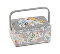 Hobby Gift Sewing Box (M) Rectangle Applique Lid Elephants