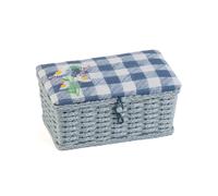 Hobby Gift Sewing Box (S) Rectangle Woven Basket Embroidered Lid : Plaid floral sauvage