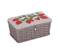 Hobby Gift Sewing Box (S) Wicker Basket with Applique Design Strawberry Greenhouse