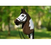 Hobby Horse Chestnut White + Stick + Hackamore Bridle, 100% fait main, Hobby Horse Pferd, Steckenpferd, Stokpaard, Cheval sur le bâton